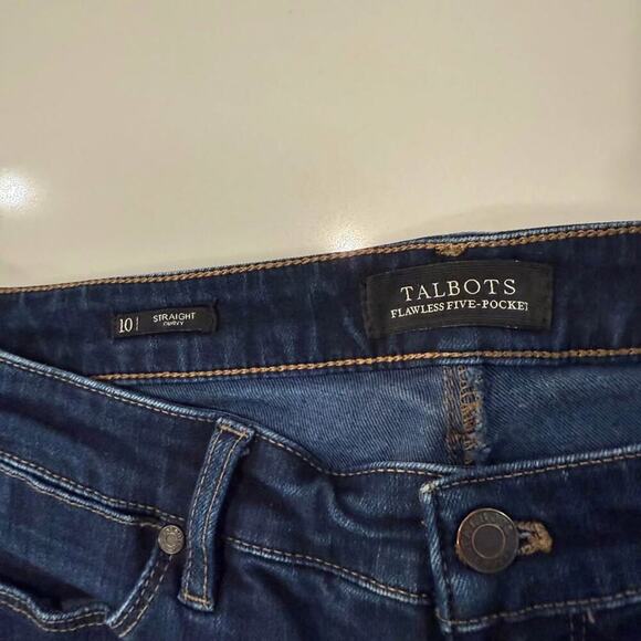 Talbots Flawless Five Pocket Straight Leg Curvy Denim Jeans Women's 10 Dark Blue - Picture 3 of 6